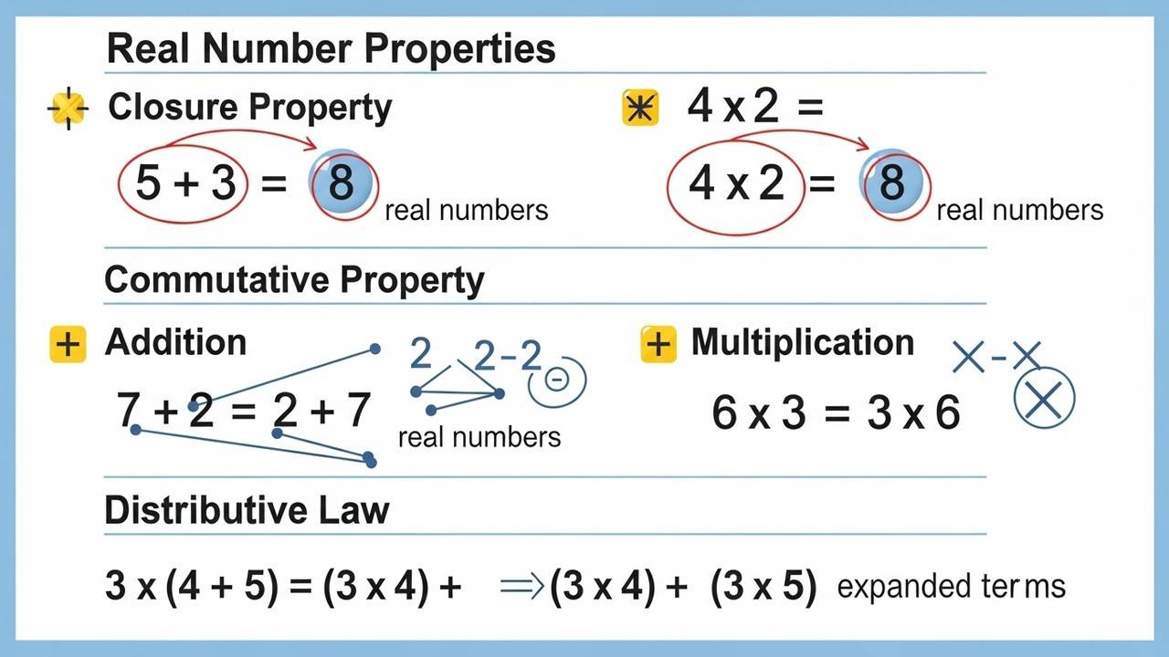 Real Number Properties : Real Number Properties: Understanding the Basics : Dive into the world of **Real Number Properties**! Learn about closure, commutativity, and more to enhance your mathematical skills. Start today!