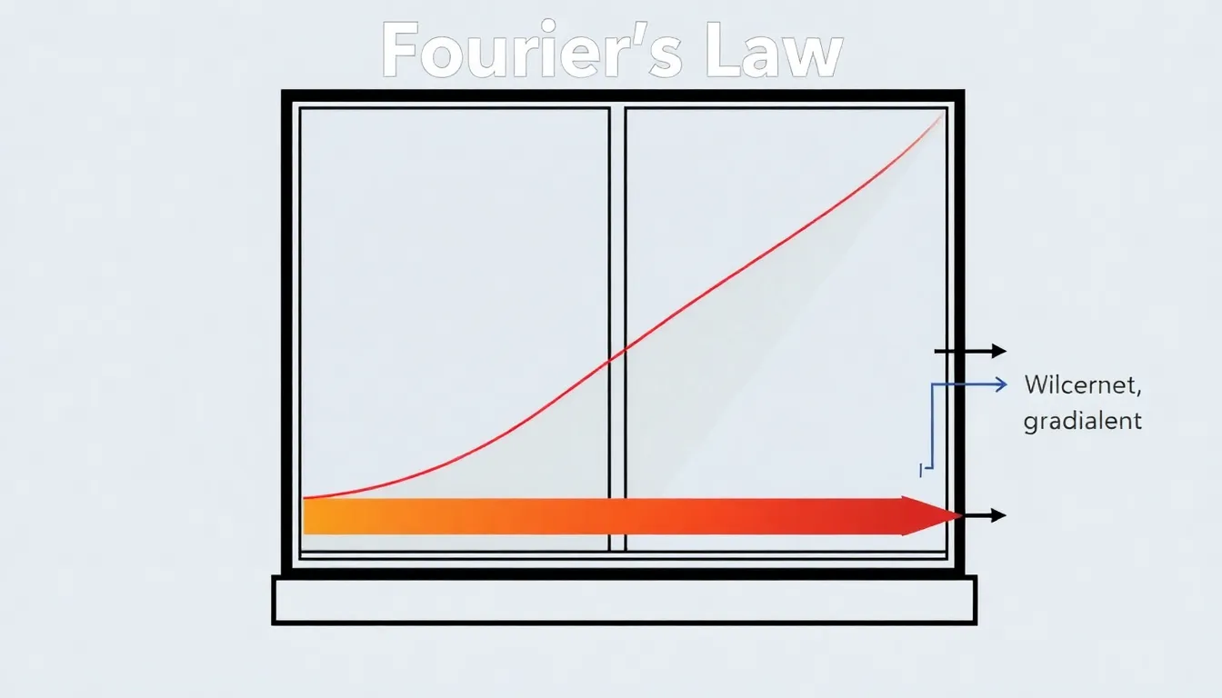 a-diagram-illustrating-fouriers-law-with-a-windowpane-showing-heat-flow-and-temperature-gradients-in_c6446a3b heat conduction rate calculation : Heat Conduction Rate Calculation: understanding thermal flow through materials : Master heat conduction rate calculation, understanding how thermal energy flows through different materials efficiently.