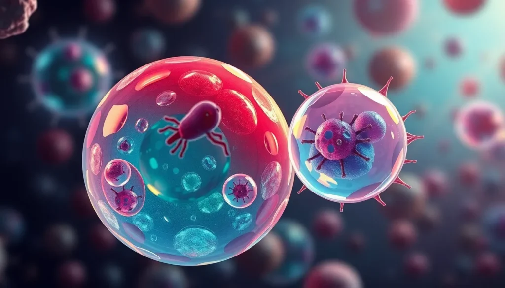 an-artistic-detailed-illustration-of-a-stem-cell-dividing-into-two-cells-one-remaining-a-stem-cell-a_55b76f5e stem cells division : Advanced concepts of stem cell division and differentiation : Explore how stem cells balance self-renewal with specialization.