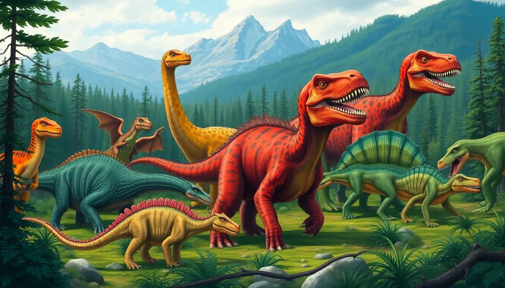 an-illustration-of-a-diverse-group-of-dinosaurs-from-various-species-discovered-in-russia-set-in-a-p_07d09015 Russian dinosaurs : Russian dinosaurs: Unearthing Ancient Giants in Russia : Uncover the secrets of Russian dinosaurs! Learn about the remarkable species that lived in Russia millions of years ago, from feathered dinosaurs to giant herbivores.