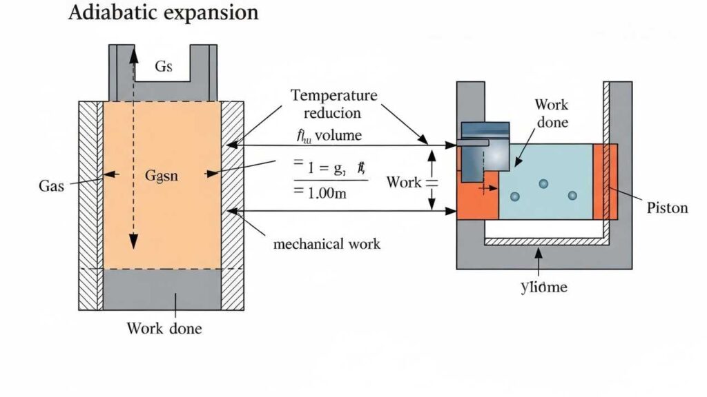 adiabatic expansion work : Adiabatic Expansion Work: calculating energy changes without heat transfer : Learn adiabatic expansion work, calculating energy changes in a gas without any heat transfer with its surroundings.