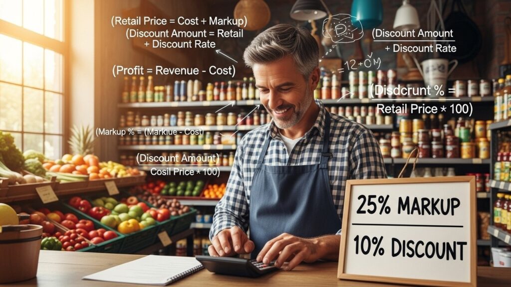 shopkeeper-calculating-profit-price-tag-8f624234_cmpr general aptitude : Profit and Loss Aptitude Problem : Solve real-life shopkeeper discount and profit questions.