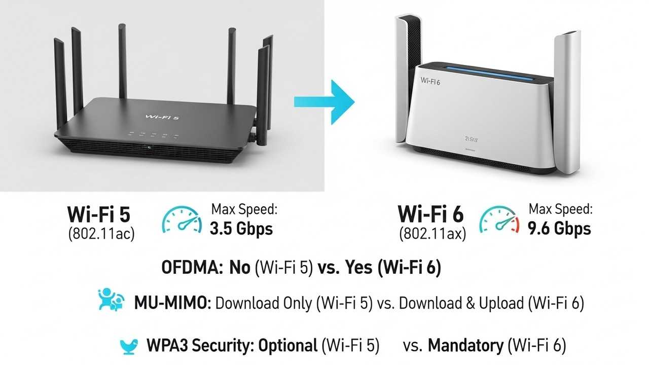Wi-Fi 6 vs Wi-Fi 5 : Wi-Fi 6 vs Wi-Fi 5: Comparing Wireless Technologies : Compare Wi-Fi 6 vs Wi-Fi 5 to understand the latest wireless technology. Learn about speed, efficiency, and how it improves your connectivity for home and business.