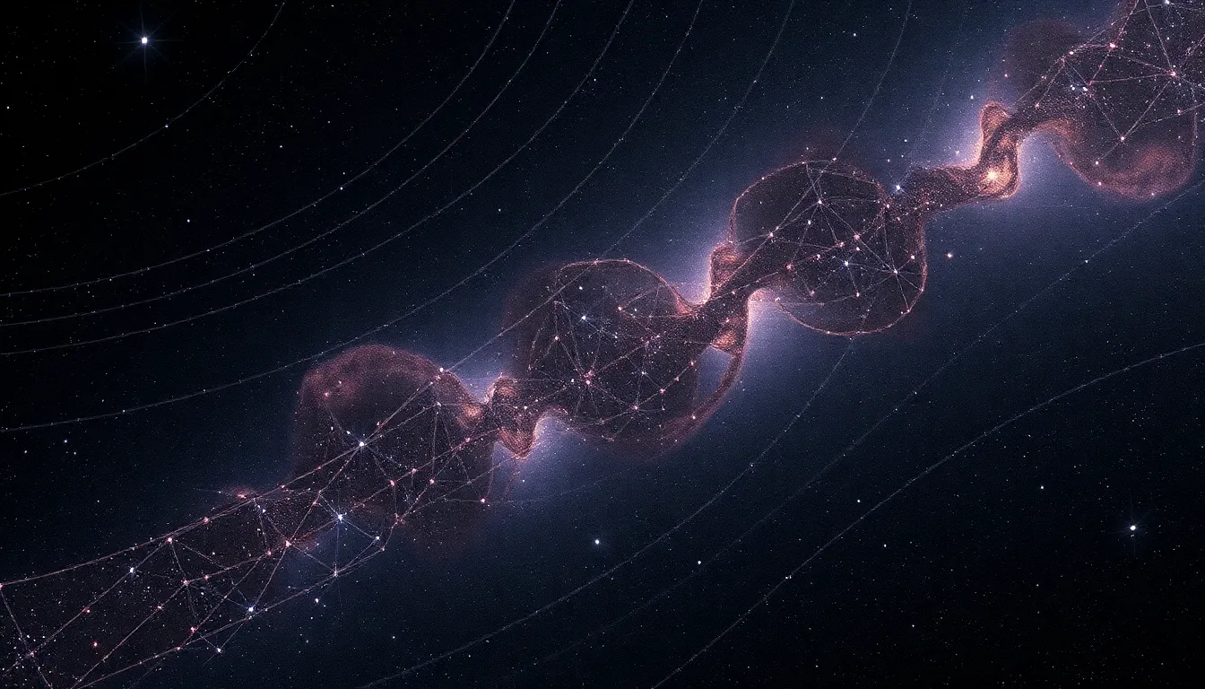 a-digital-art-rendering-of-a-vast-starfilled-cosmos-with-interconnected-weblike-structures-represent_c0de0c13 study dark matter behavior : Study dark matter behavior: New insights into cosmic gravity : New research explores the relationship between dark matter and gravity. This study dark matter behavior reveals intriguing insights into the universe's structure and forces.