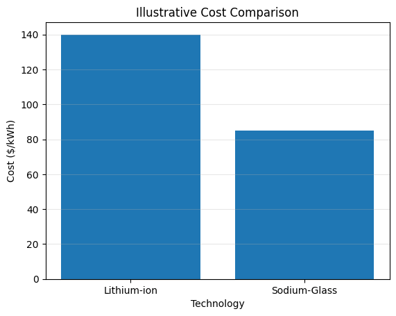 Cost comparison sodium glass vs lithium ion - Sodium-Glass Battery Technology