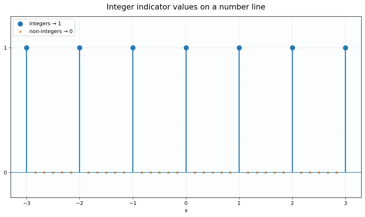 Integer indicator values on a number line