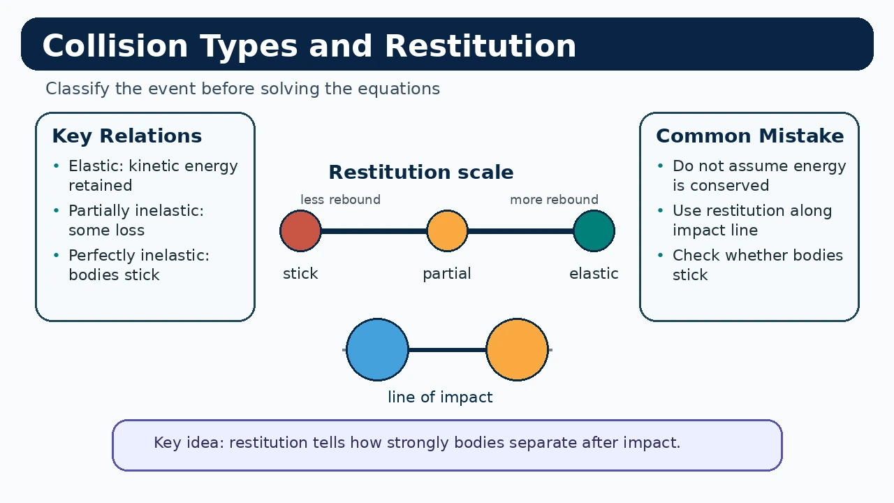 Elastic partially inelastic and perfectly inelastic collision comparison for coefficient of restitution