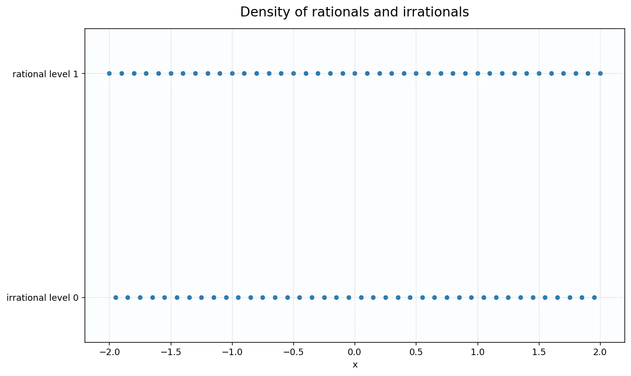 Density of rationals and irrationals
