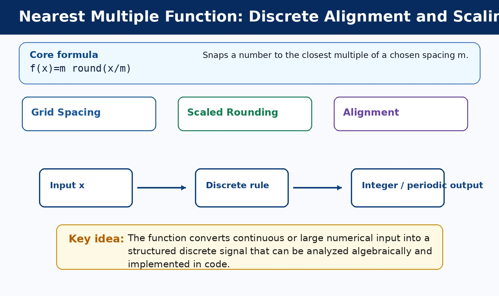 Nearest Multiple Function: Discrete Alignment and Scaling theory and formula diagram