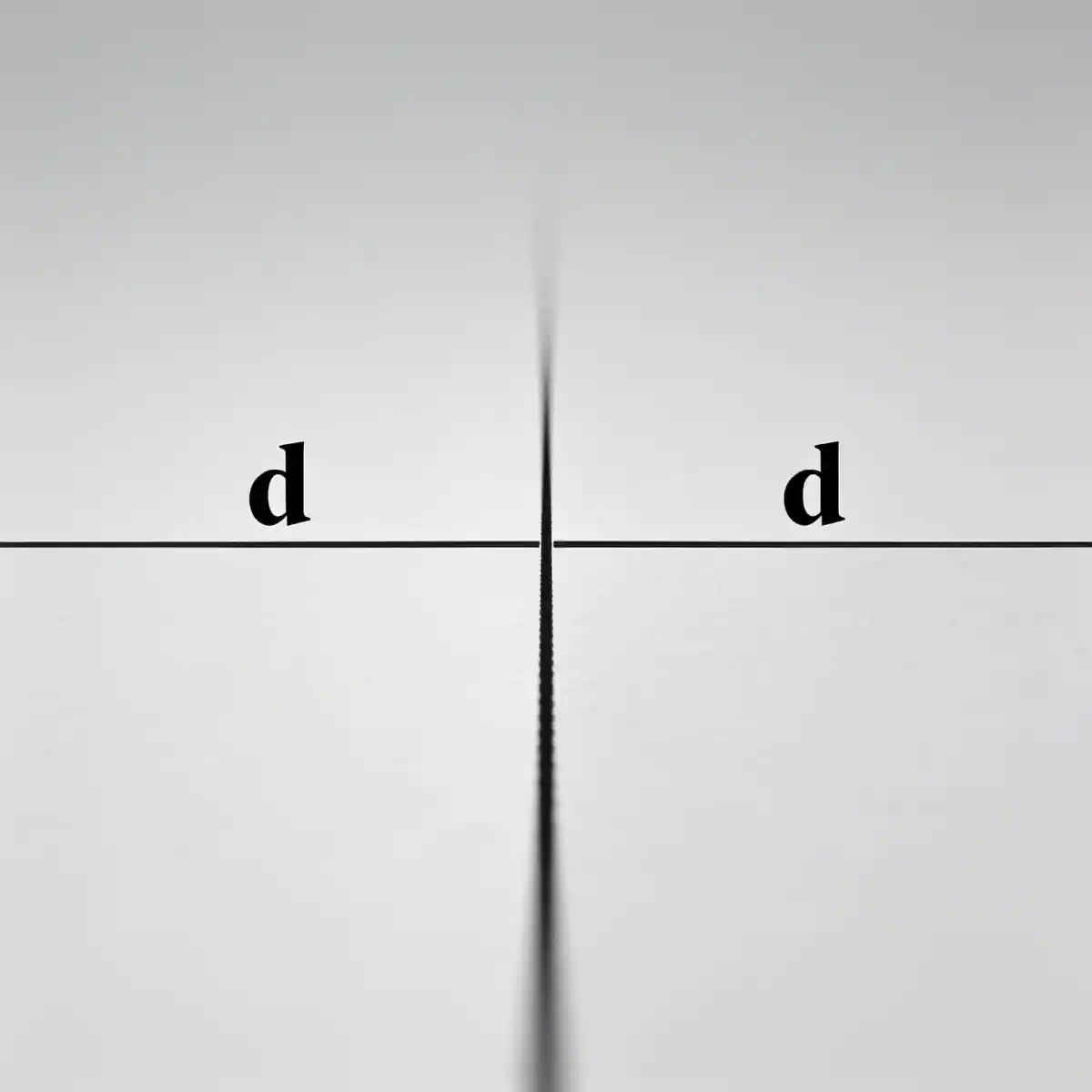 Two lowercase letters 'd' separated by a thin, dark vertical line centered on a plain, light gray background.