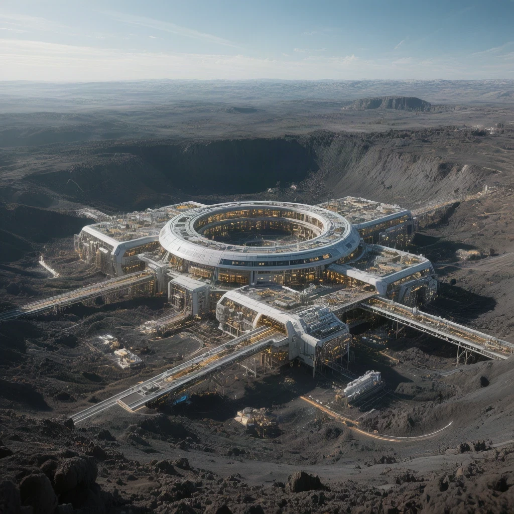 Architectural Convergence of Orbital Outposts and Regolith Basins